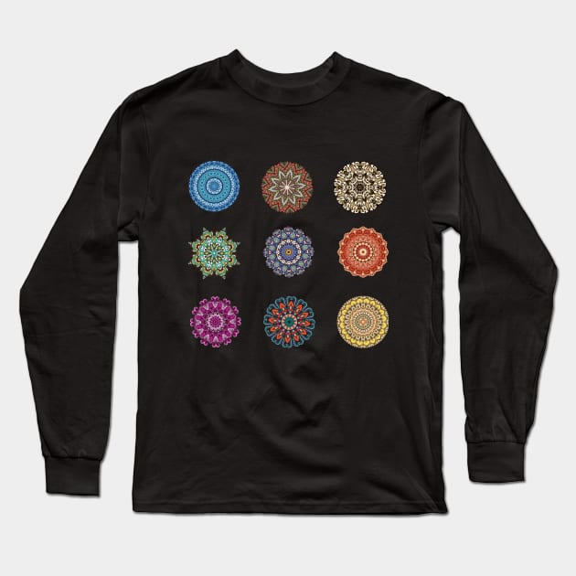 Yoga Mandala, Yoga Art, Mandala Print, Mandala Patter, Yoga Gift, Meditation Gift Long Sleeve T-Shirt by Style Conscious